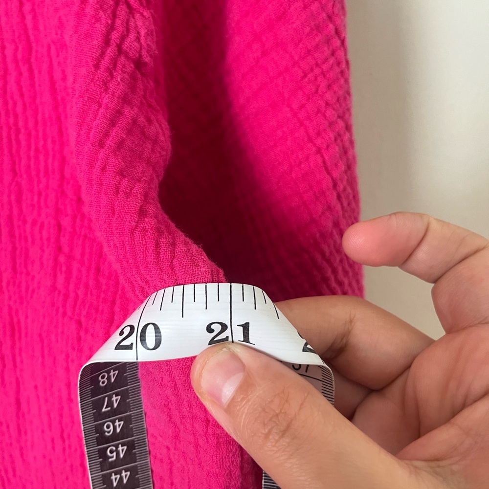 Relaxed beachy summer cotton Button-Down Tunic in Bright Fuchsia S - Picture 6 of 6